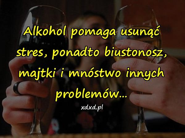 Alkohol pomaga usunąć stres, ponadto biustonosz, majtki i mnóstwo innych problemów...